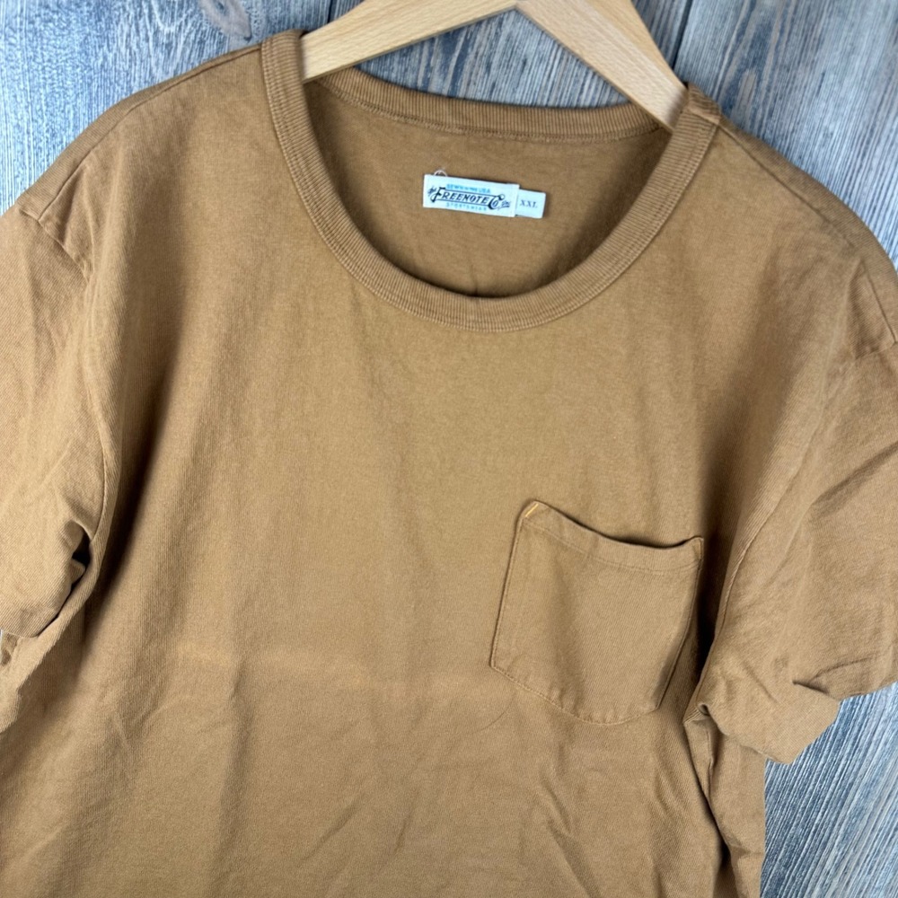 Freenote Cloth Pocket T-Shirt Mens XXL Tobacco Brown Cotton Knit Made in USA